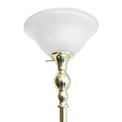 DUTRIEUX Elegant Designs 1 Light Torchiere Floor Lamp with Marbleized White Glass Shade, Brushed Nickel