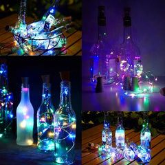 20LEDs Solar Wine Bottle Lights Waterproof Solar Cork Shaped Fairy String Lights For Home Wedding Christmas Decor Garland Lamp