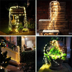 100/200leds Solar or EU Plug Fairy Waterfall String Light Outdoor Vine Branch Garland Light Holiday Wedding Christmas Tree decor