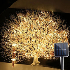 100/200leds Solar or EU Plug Fairy Waterfall String Light Outdoor Vine Branch Garland Light Holiday Wedding Christmas Tree decor