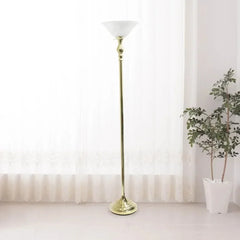 DUTRIEUX Elegant Designs 1 Light Torchiere Floor Lamp with Marbleized White Glass Shade, Brushed Nickel